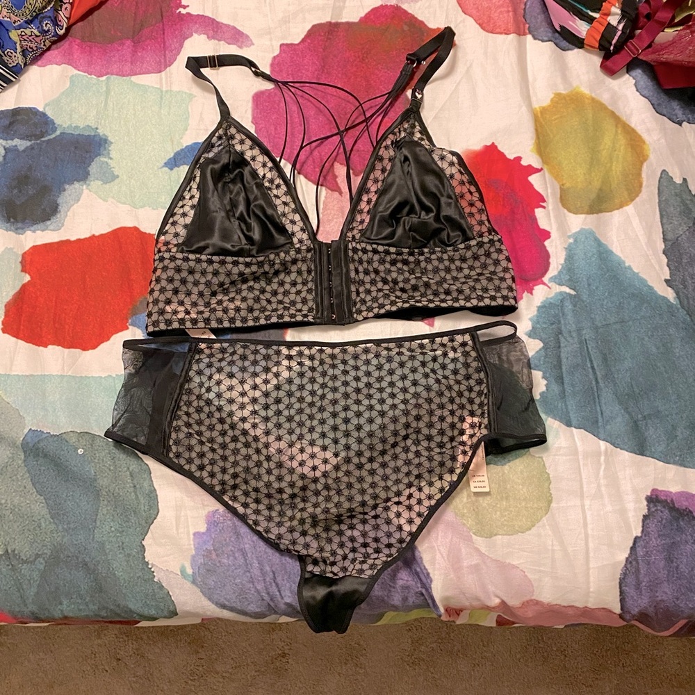 Victoria’s Secret Strappy Sheer Bra and Thong Panty Set